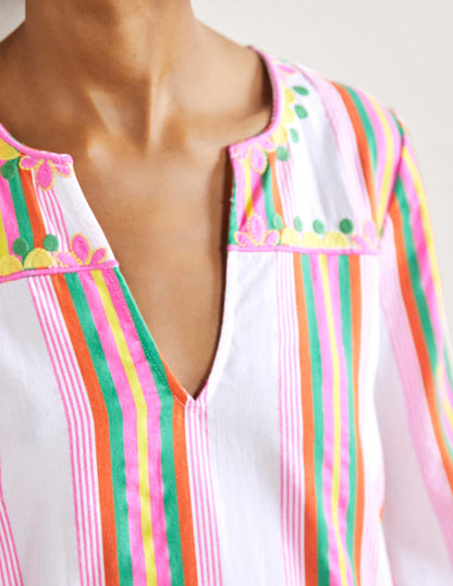 Easy Tiered Maxi Dress-Tropical Woven Rainbow Stripe-2