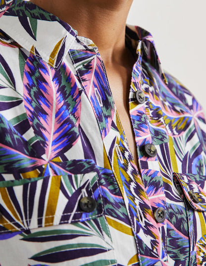 Pocket Detail Playsuit-Multi, Exotic Leaves