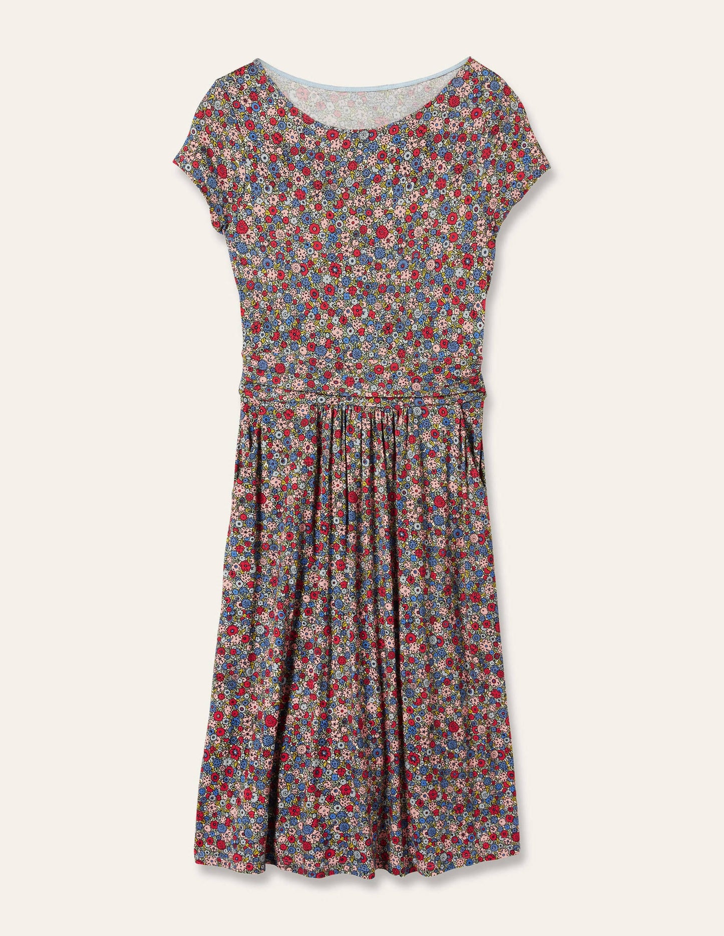 Amelie Jersey Dress-Riviera Blue, Floret Cluster