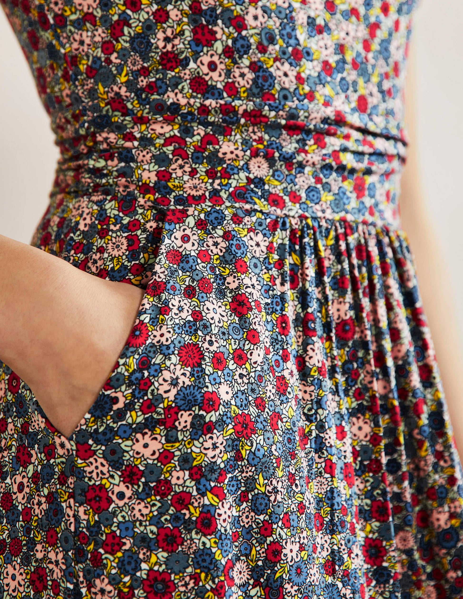 Amelie Jersey Dress-Riviera Blue, Floret Cluster-2