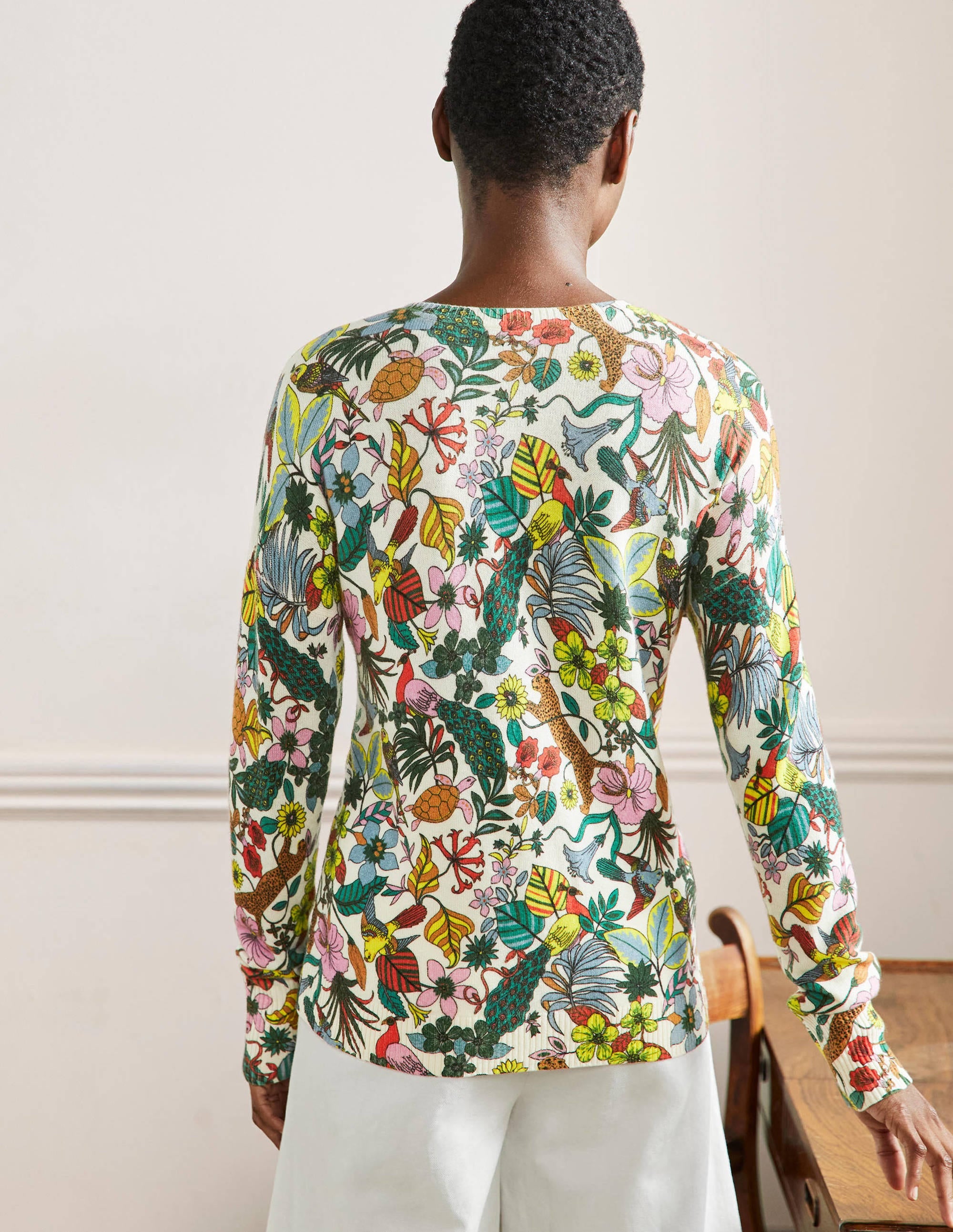 Margot Cashmere Jumper-Multi, Exotic Paradise - Image 3