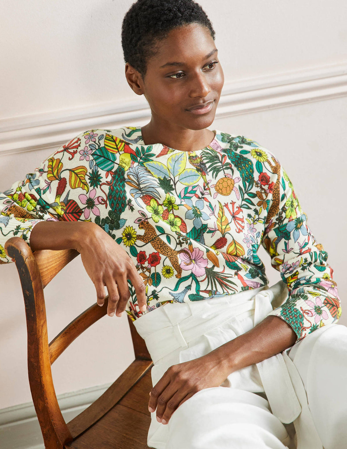Margot Cashmere Jumper-Multi, Exotic Paradise - Image 4