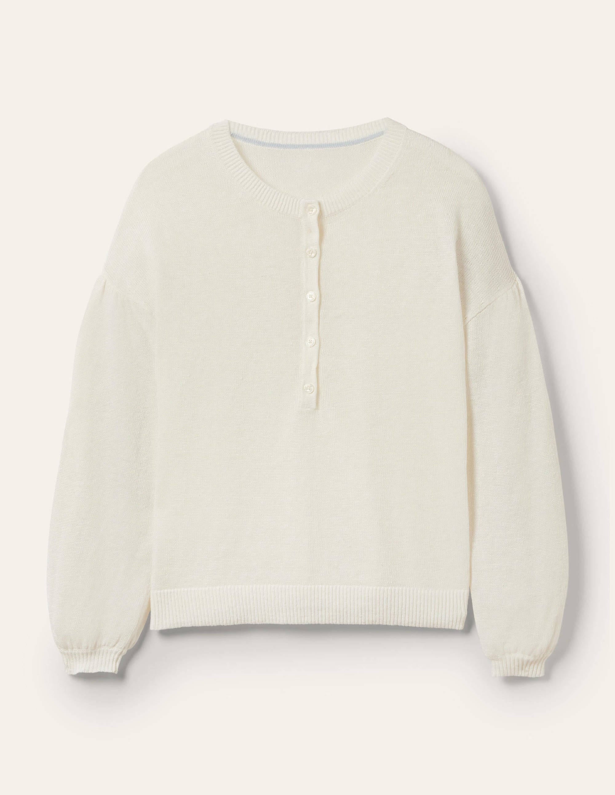 Leandra Linen Henley Jumper-Ivory - Image 6