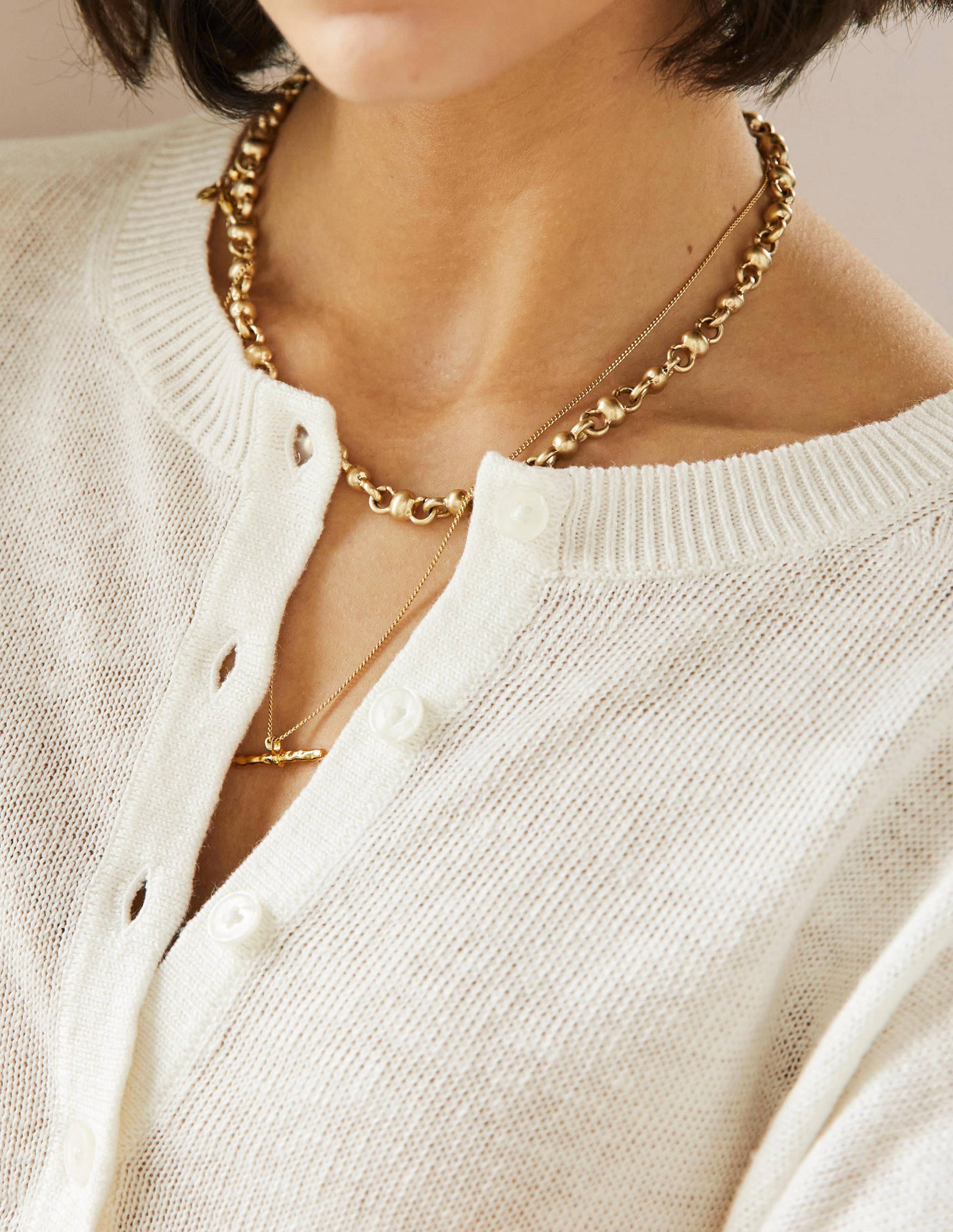 Leandra Linen Henley Jumper-Ivory - Image 2