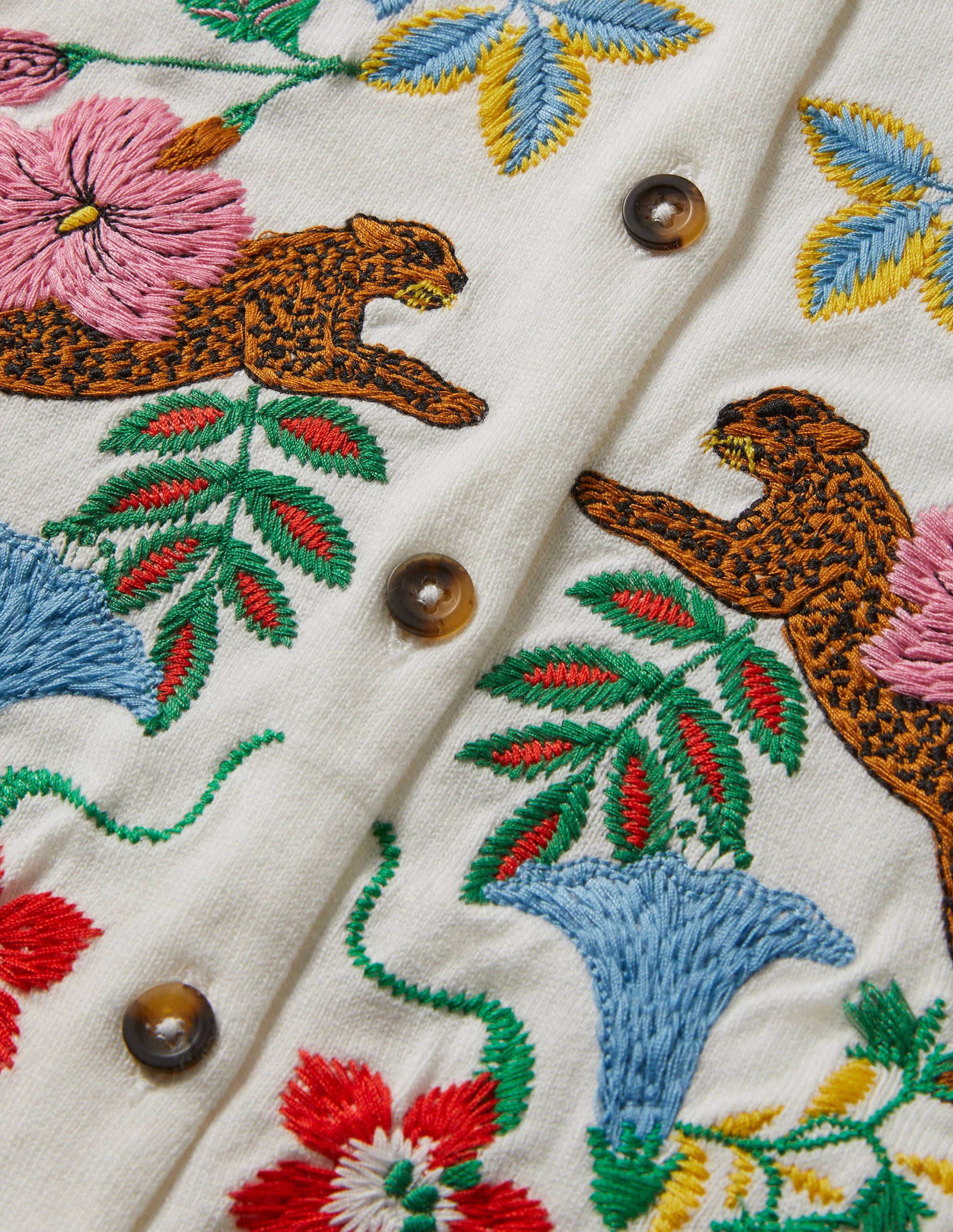 Embroidered Blouson Cardigan-Ivory - Image 5