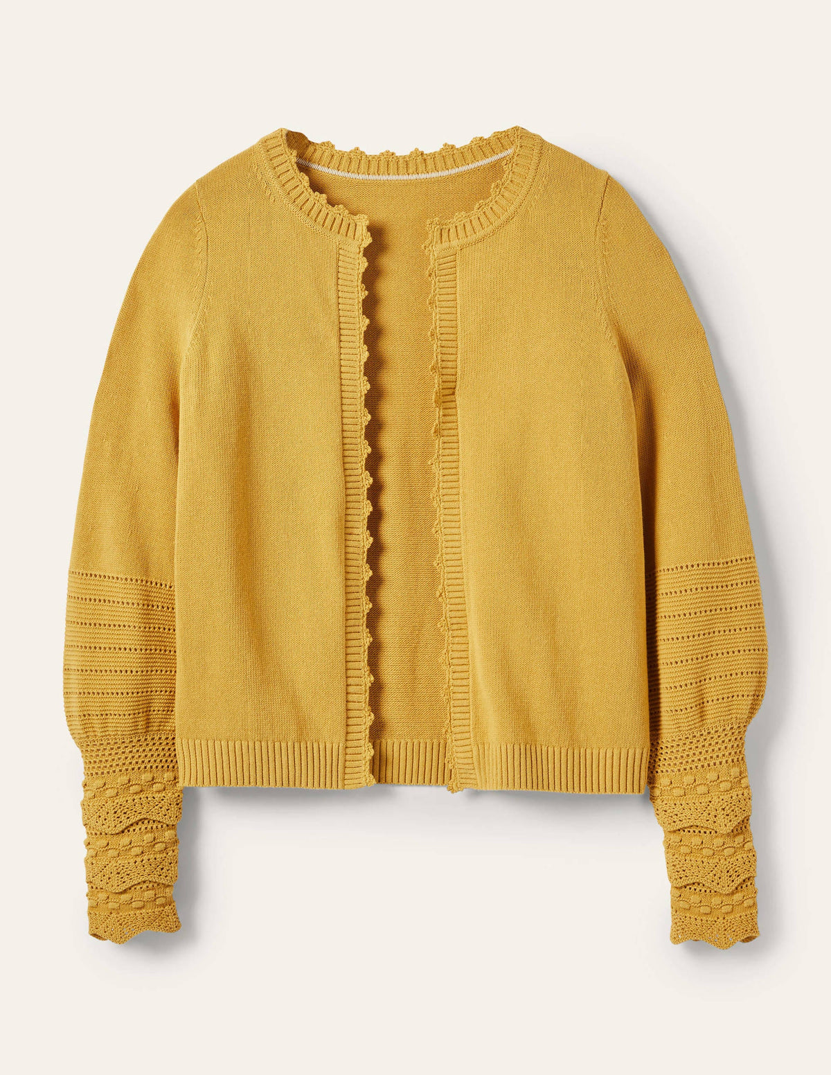 Sleeve Detail Knitted Cardigan-Butter - Image 5
