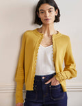 Sleeve Detail Knitted Cardigan-Butter