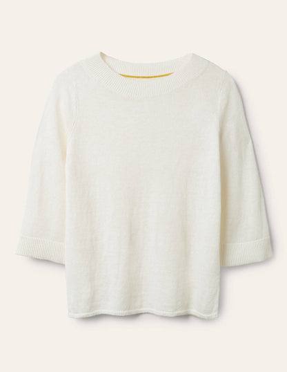 Relaxed Linen Jumper-Ivory
