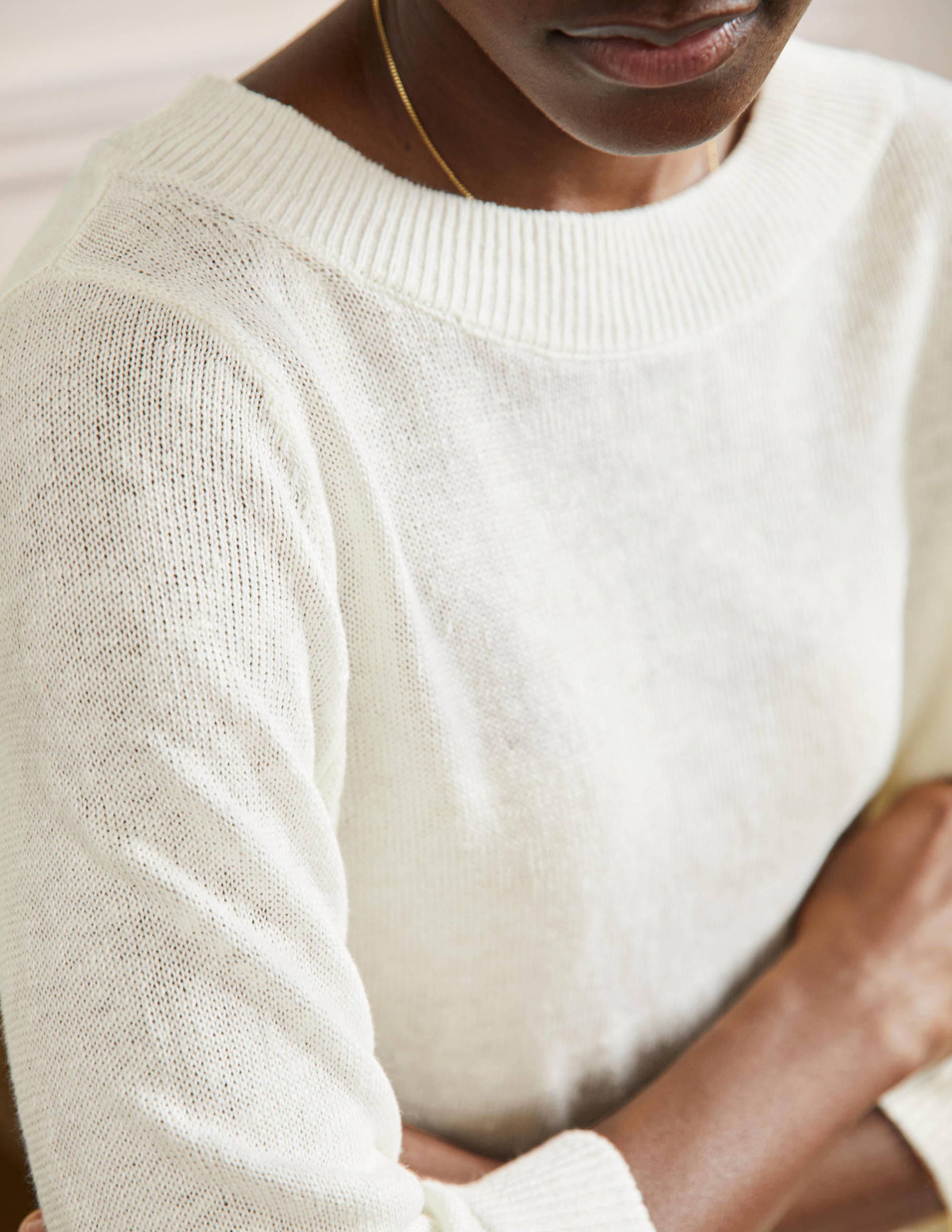Relaxed Linen Jumper-Ivory - Image 2
