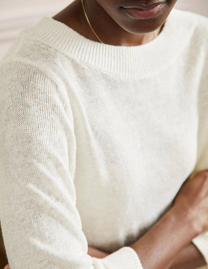 Relaxed Linen Jumper-Ivory