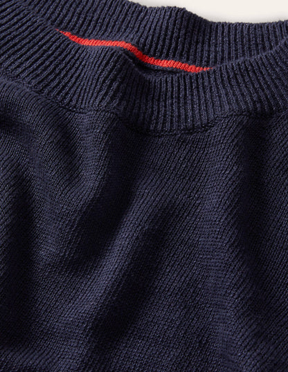 Relaxed Linen Jumper-Navy-6