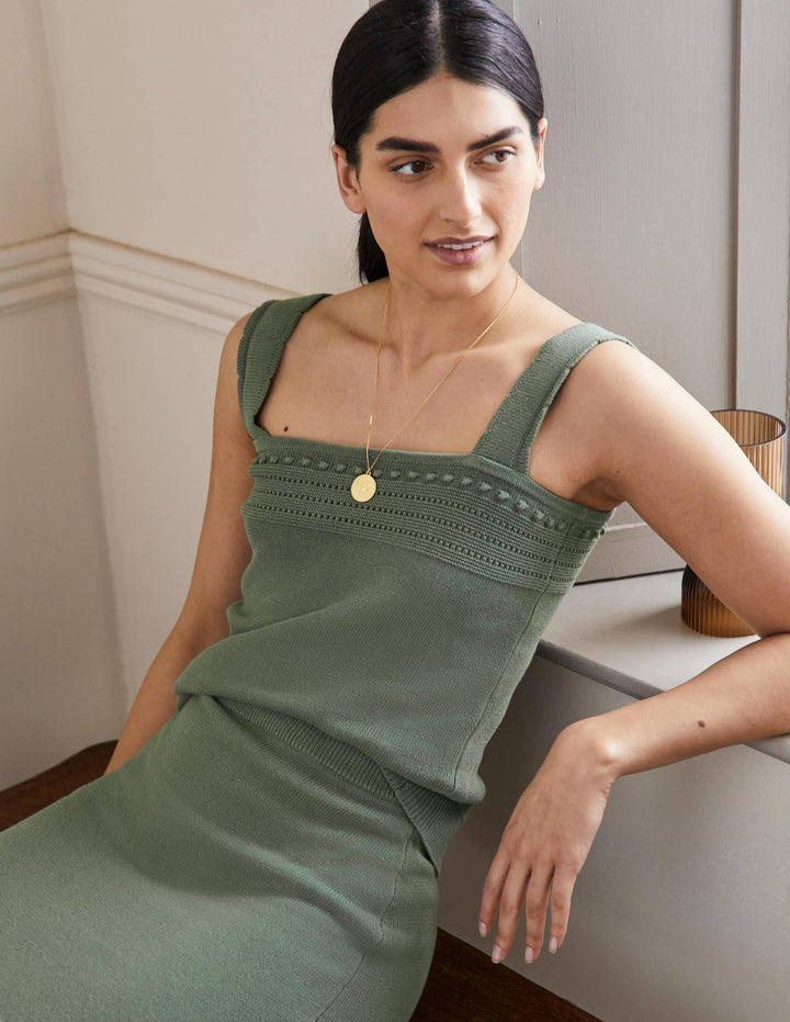 Crochet Detail Knitted Vest-Alder