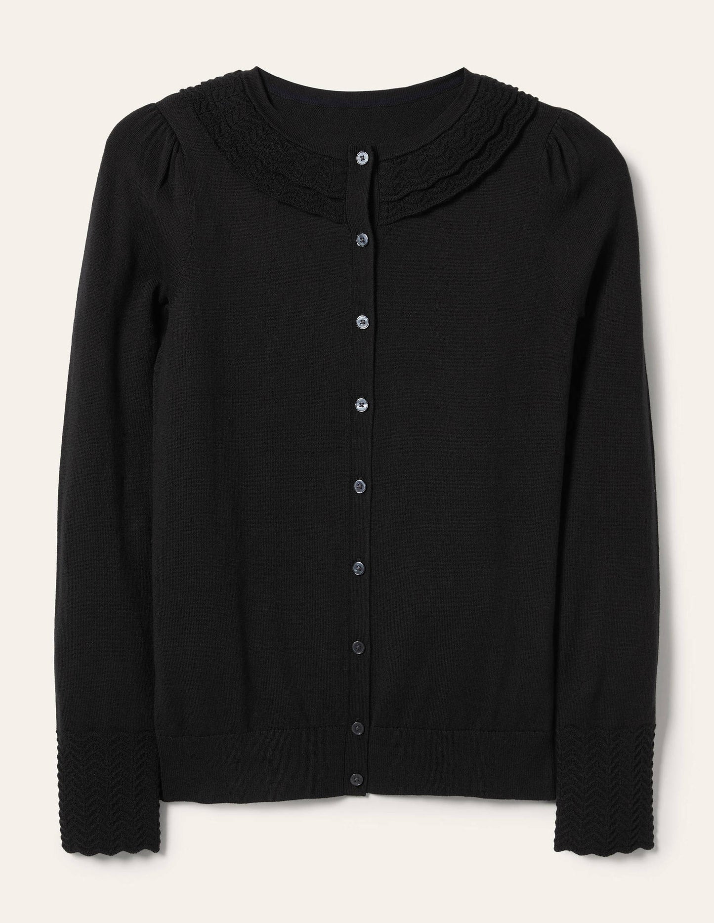 Collar Detail Cardigan-Black