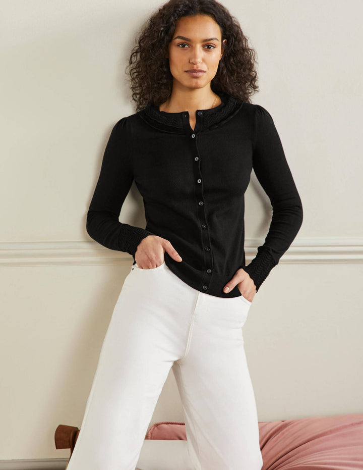 Collar Detail Cardigan-Black