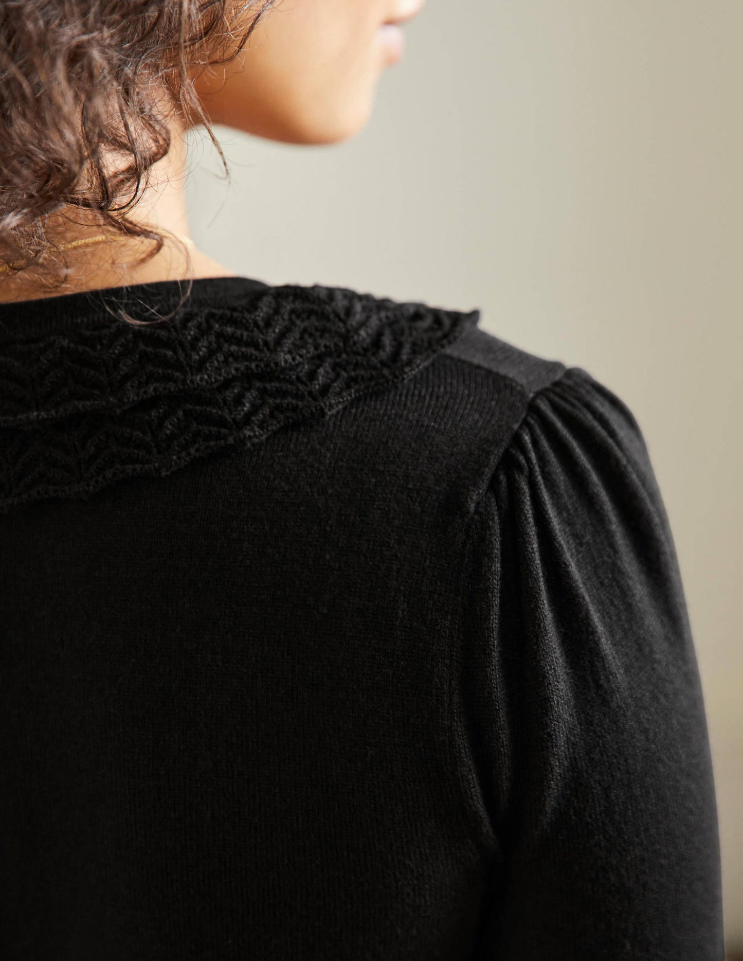 Collar Detail Cardigan-Black