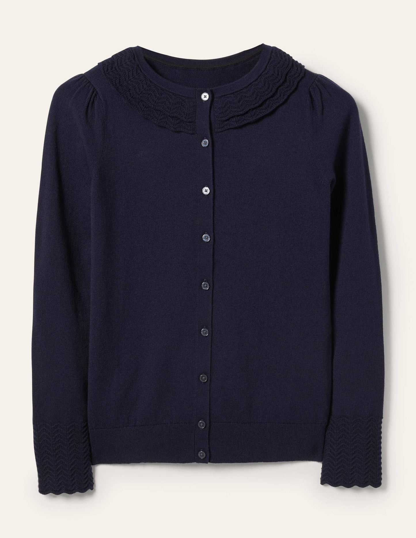 Collar Detail Cardigan-Navy