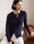 Collar Detail Cardigan-Navy