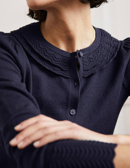 Collar Detail Cardigan-Navy-2