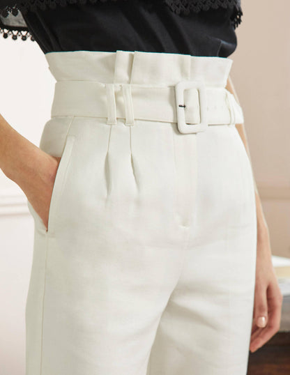 Carrie Paperbag Trousers-Ivory-2