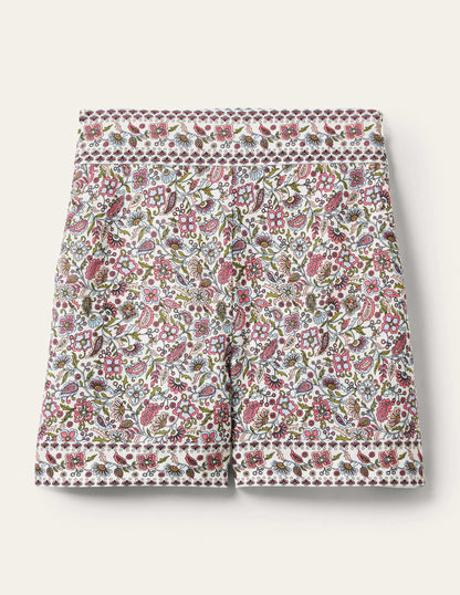 Georgina Linen Shorts-Ivory, Oriental Paradise-5