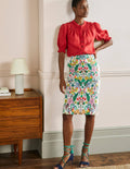 Textured Pencil Skirt-Exotic Paradise