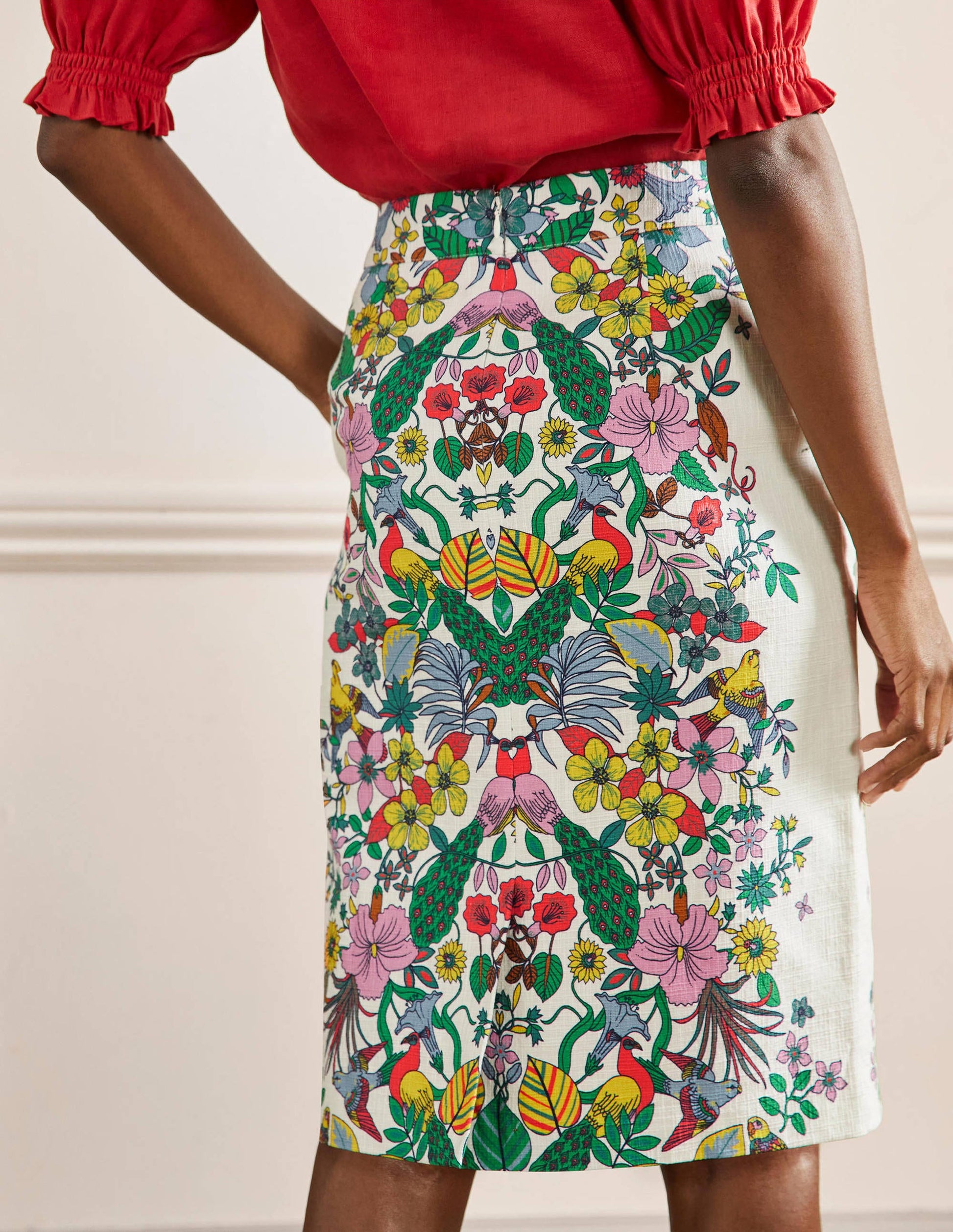 Textured Pencil Skirt-Exotic Paradise-3