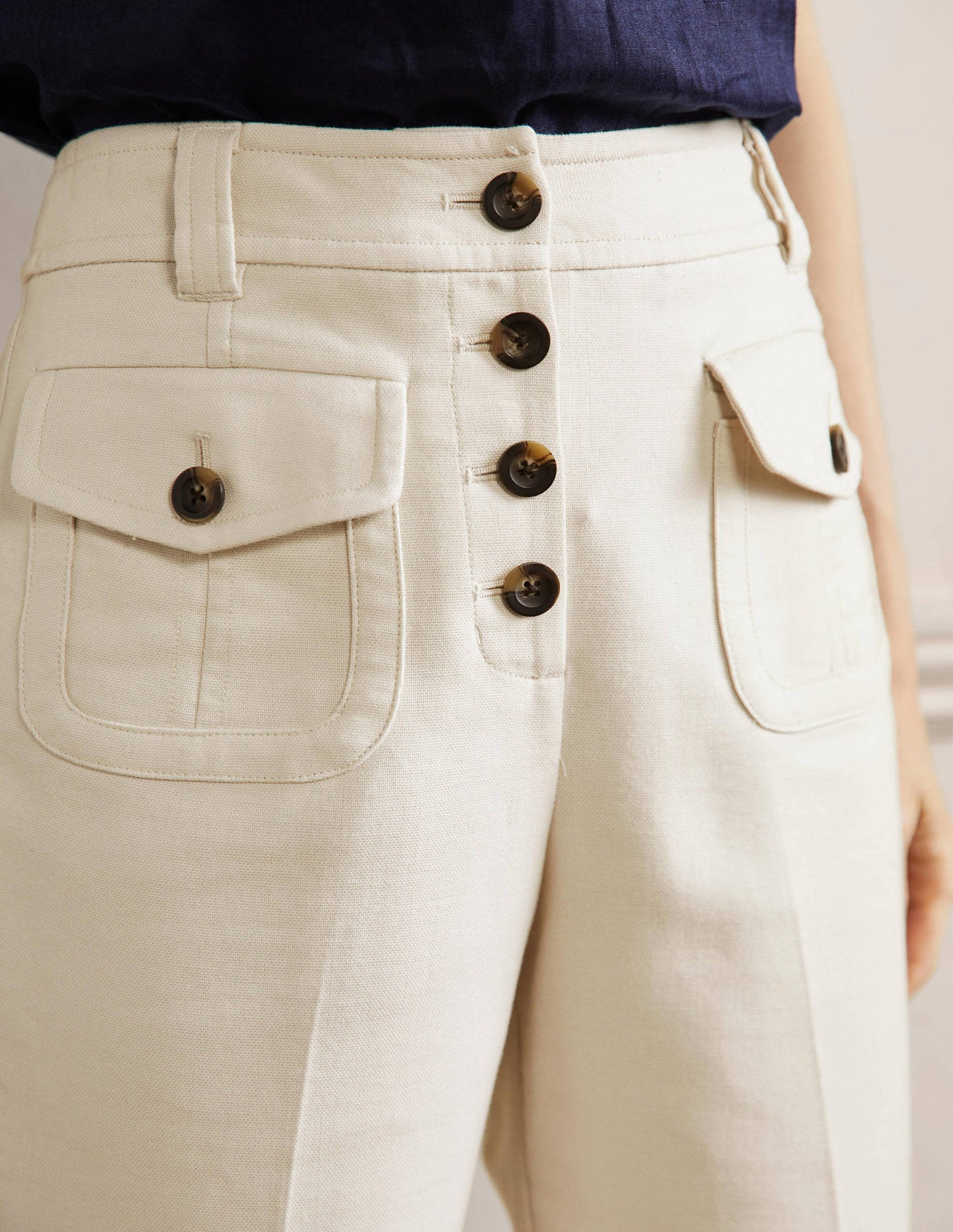 Carrie High Waisted Trousers-Meringue