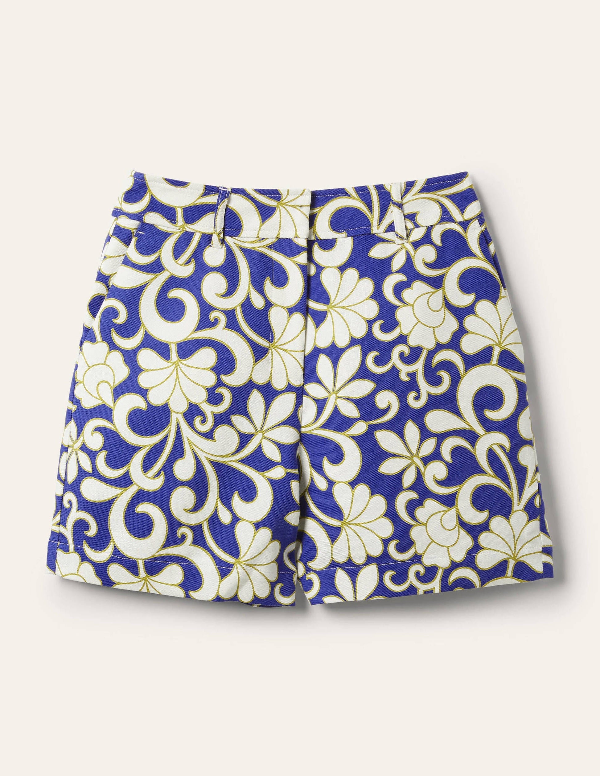 Carrie High Waisted Shorts-Atlantic Ocean, Abstract Petal-5