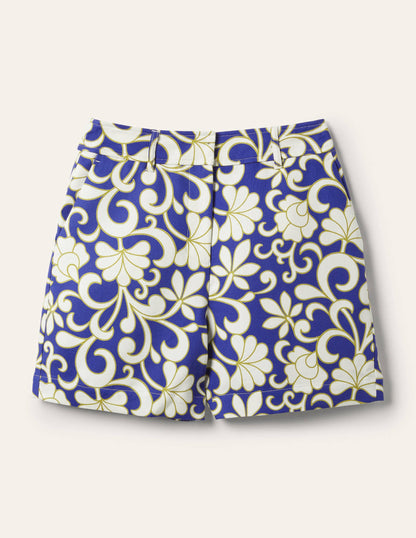 Carrie High Waisted Shorts-Atlantic Ocean, Abstract Petal-5