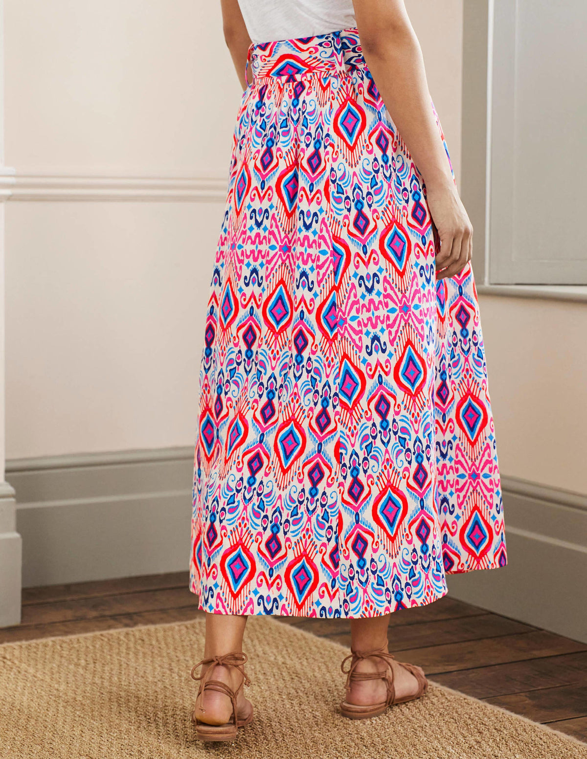 Rosemary Linen Midi Skirt-Ikat Paradise - Image 3