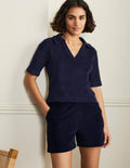 Erica Towelling Shorts-Navy