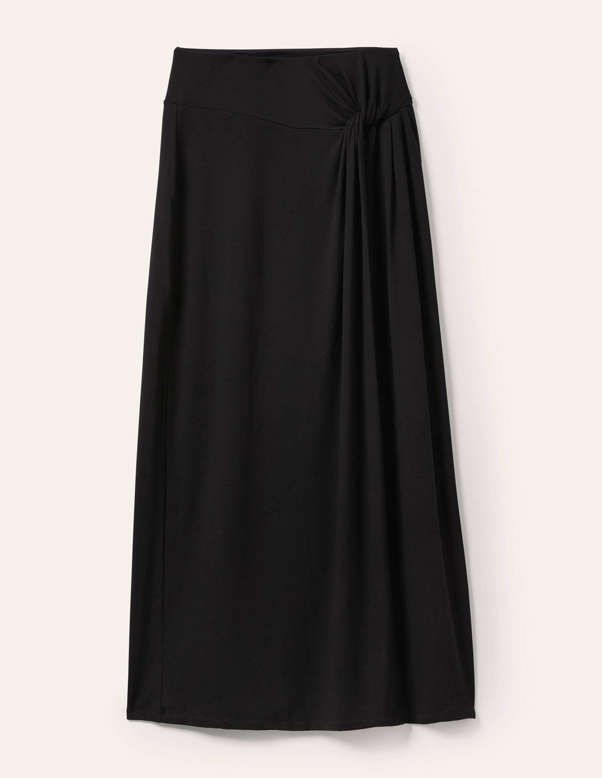 Knot Waist Jersey Midi Skirt-Black - Image 5