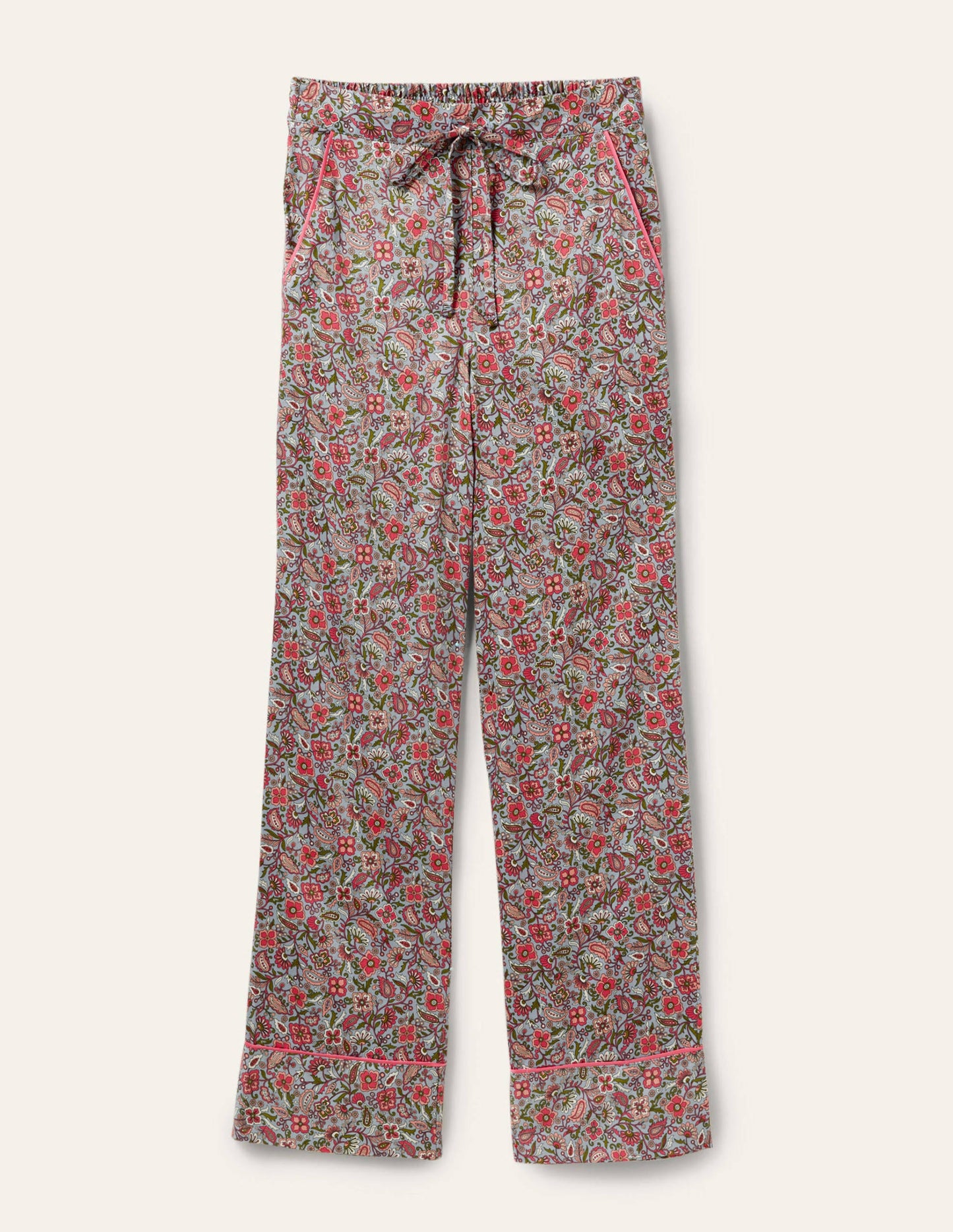 Cotton Pyjama Trousers-Blue/Ivory Oriental Paradise