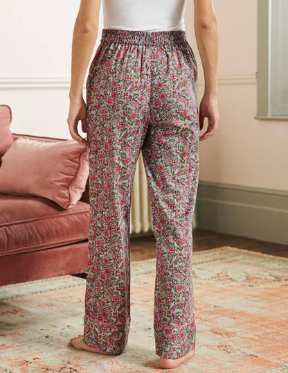 Cotton Pyjama Trousers-Blue/Ivory Oriental Paradise-3
