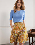 Shirred Waist Cotton Skirt-Frankincense, Wildflower Bloom
