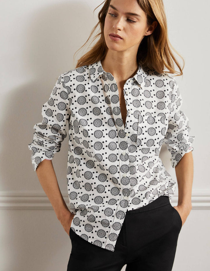 Classic Cotton Shirt-Ivory, Sun Geo