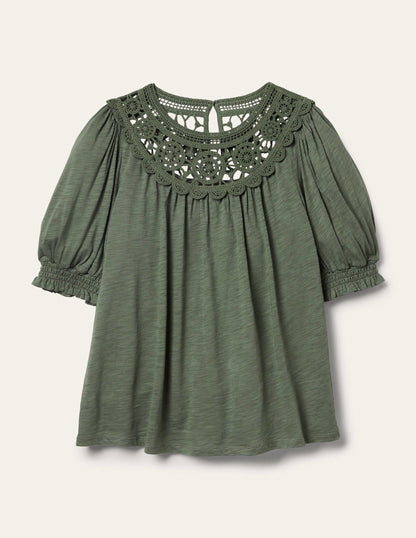 Anais Crochet Puff Sleeve Top-Alder-5