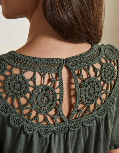 Anais Crochet Puff Sleeve Top-Alder-2