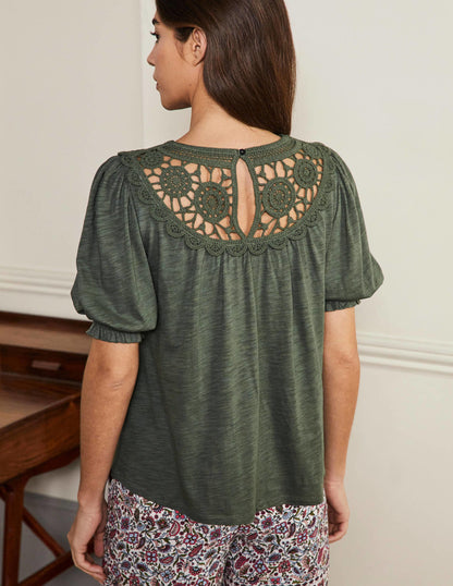 Anais Crochet Puff Sleeve Top-Alder-3