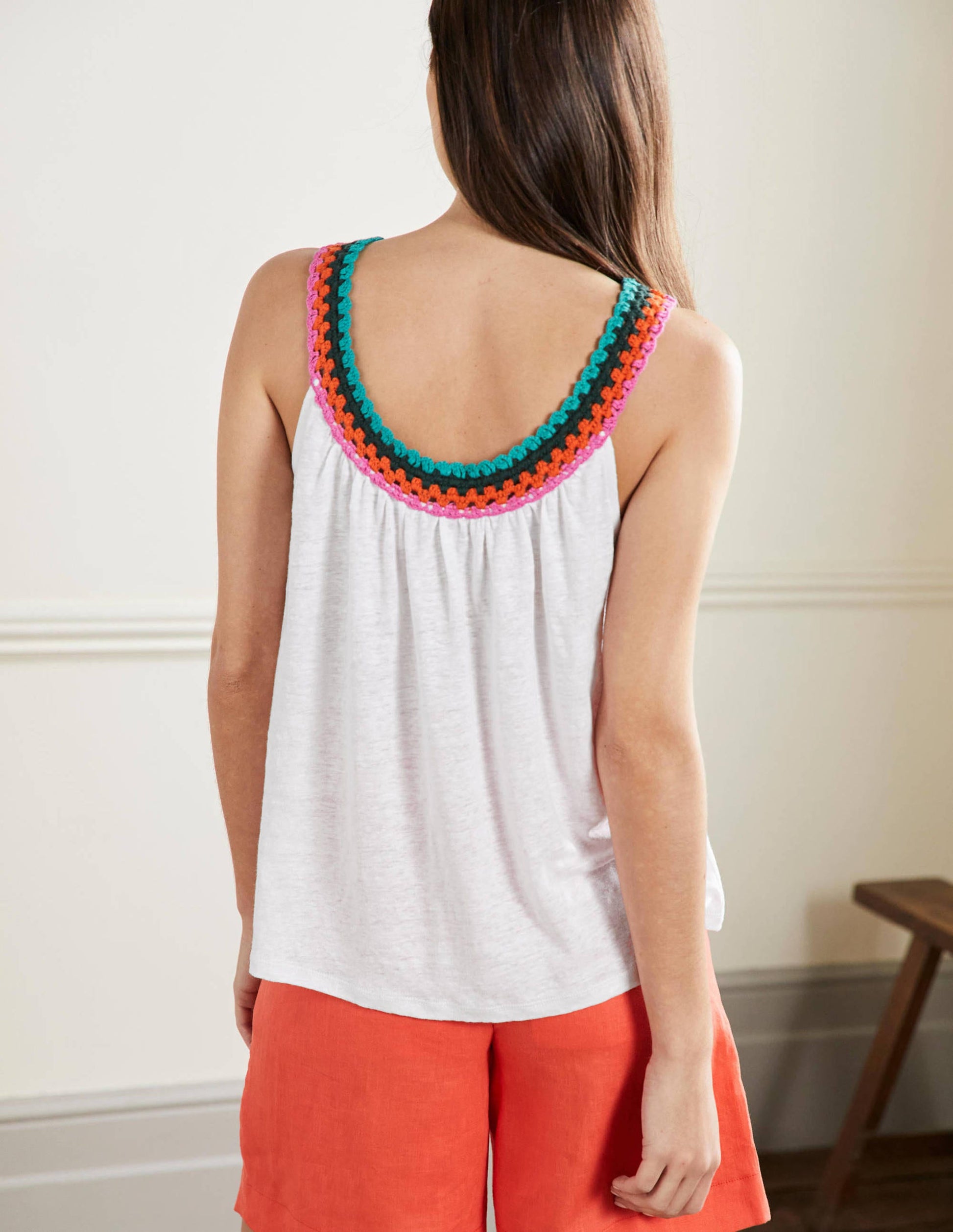 Crochet Trim Scoop Jersey Top-White-3