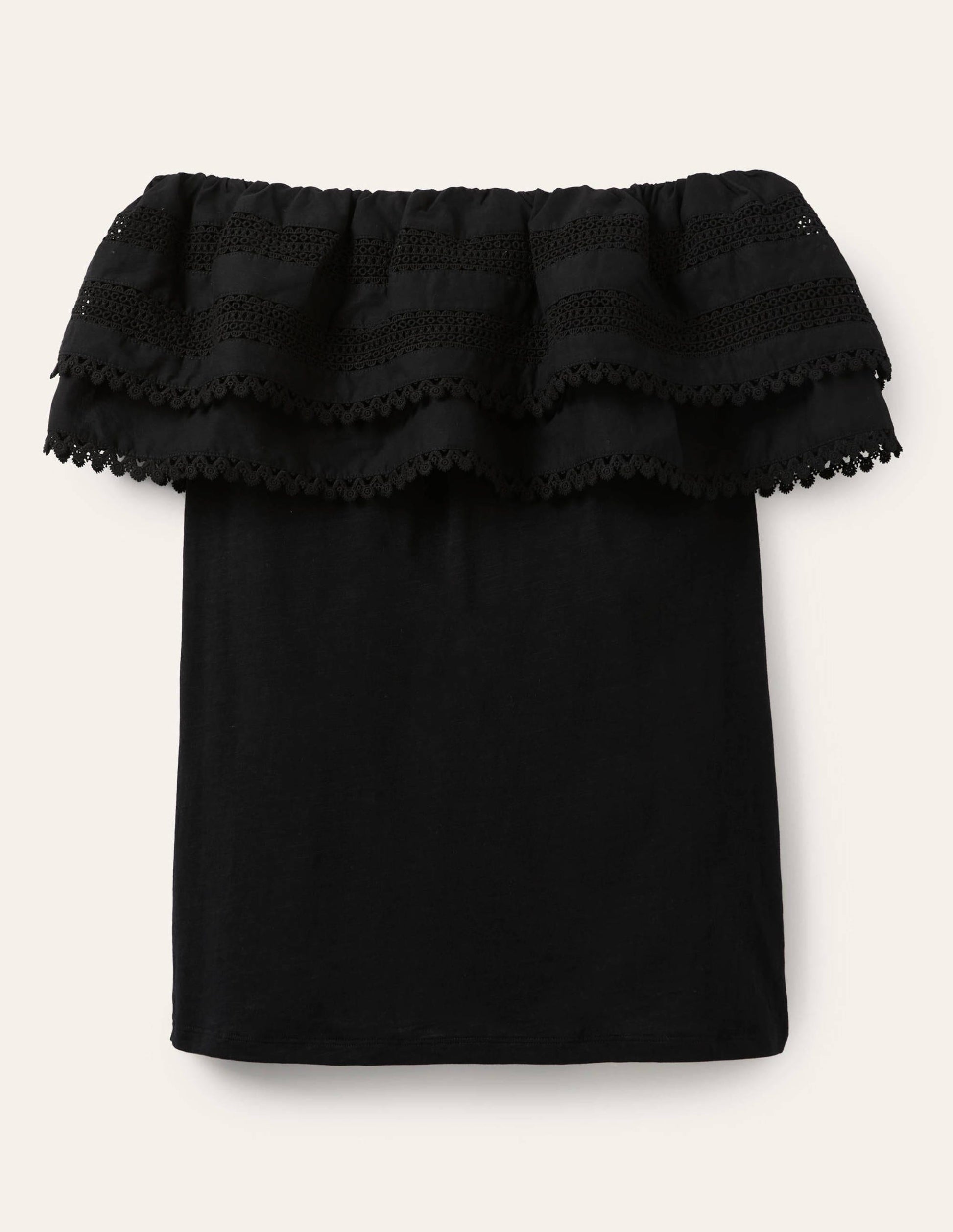 Bardot Woven Mix Detail Top-Black-5
