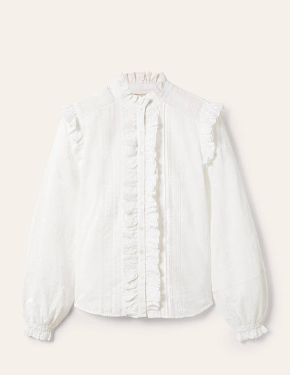 Iris Broderie Shirt-White