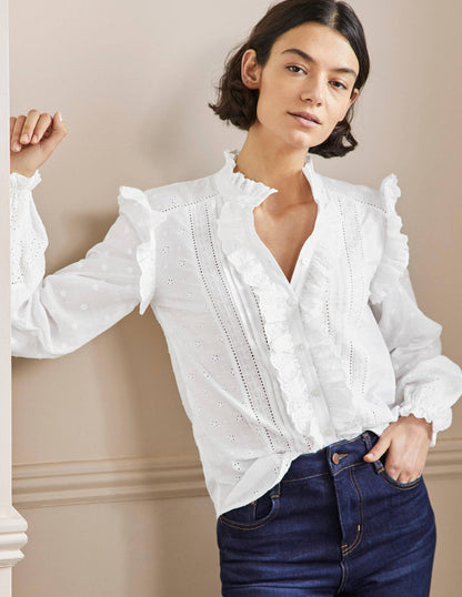 Iris Broderie Shirt-White