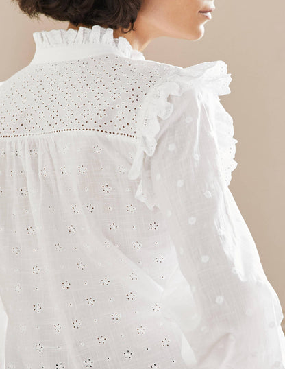 Iris Broderie Shirt-White