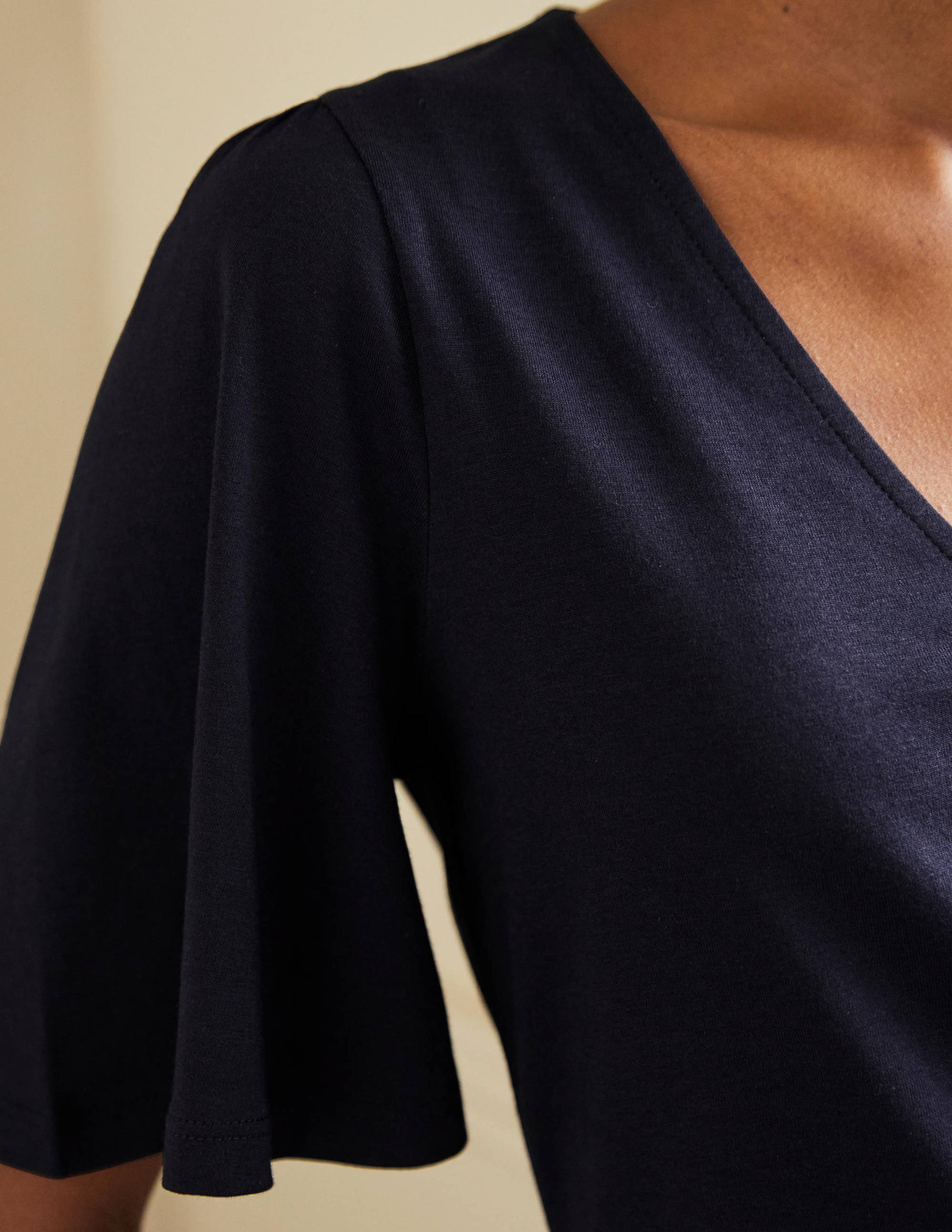 Supersoft Flutter Sleeve Top-Navy - Image 4