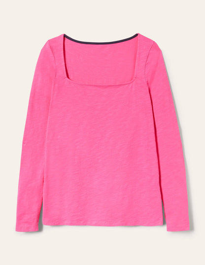 Cotton Square Neck Top-Festival Pink-5