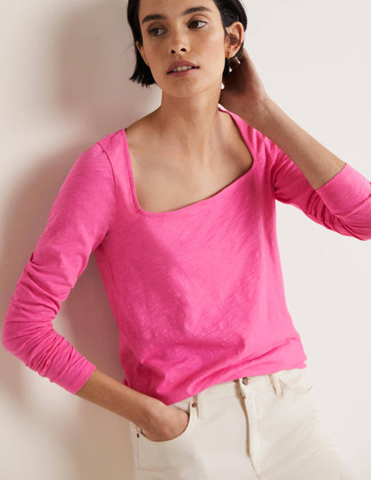 Cotton Square Neck Top-Festival Pink-1