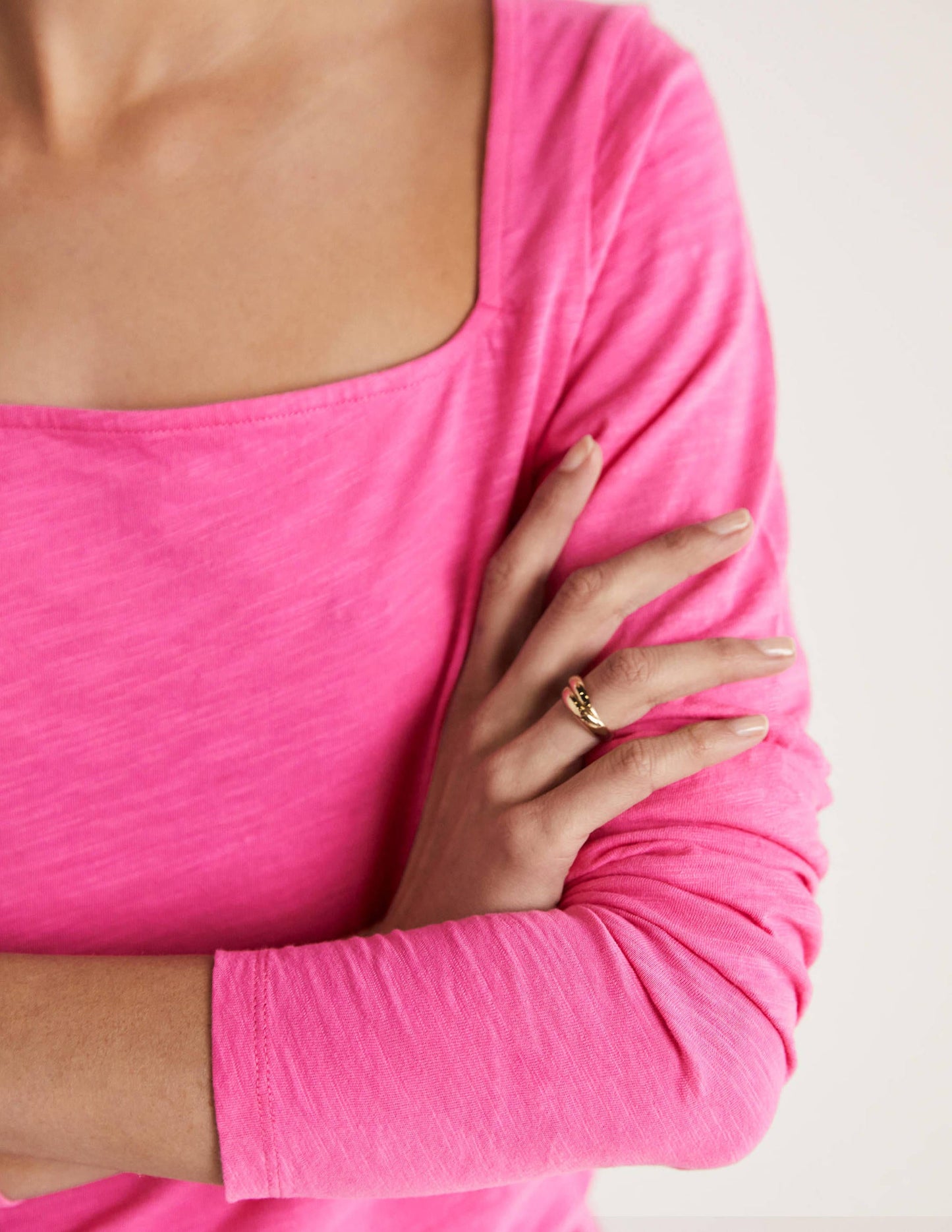 Cotton Square Neck Top-Festival Pink