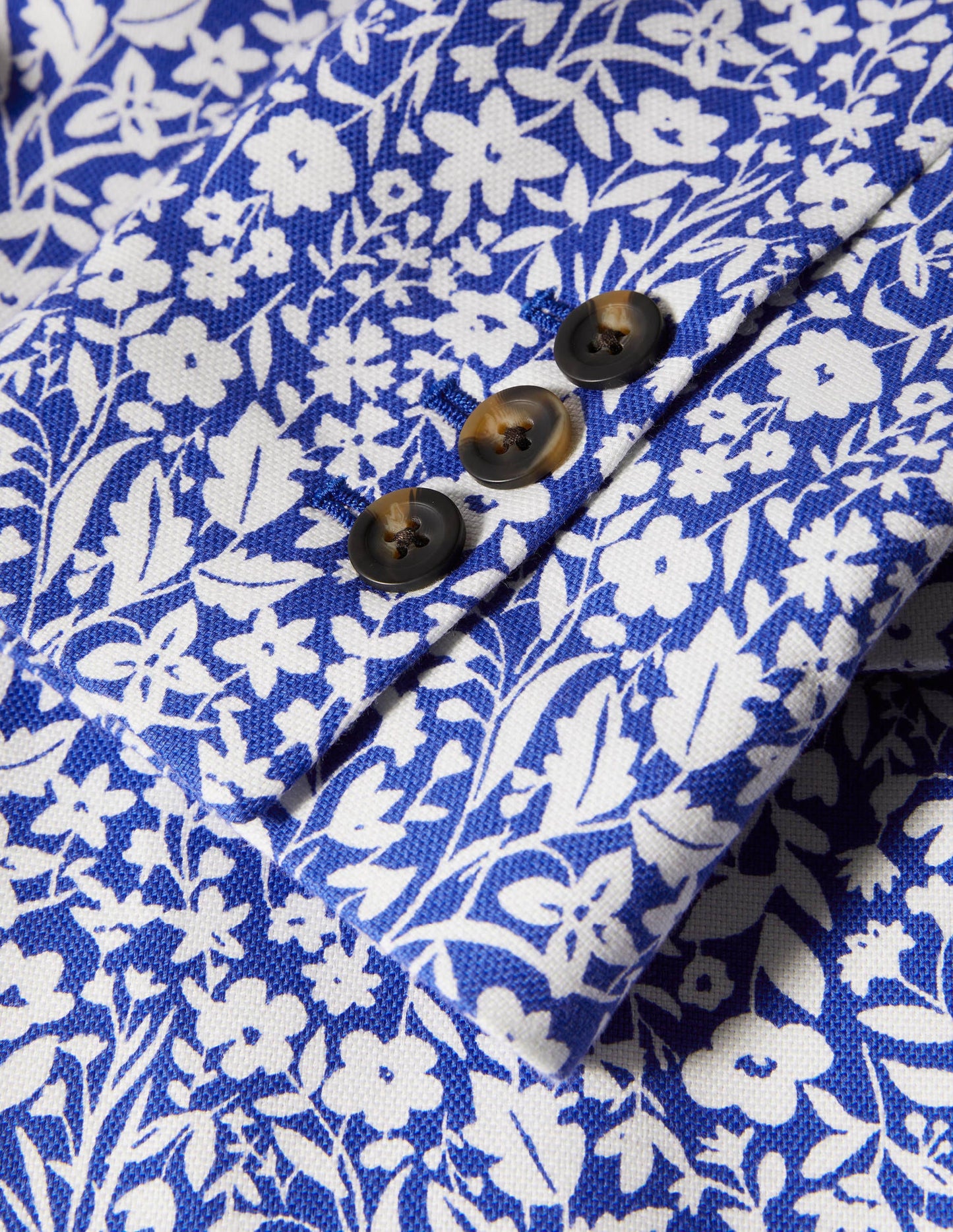 Carrie Textured Cotton Blazer-Ocean Blue/Ivory Wildflower