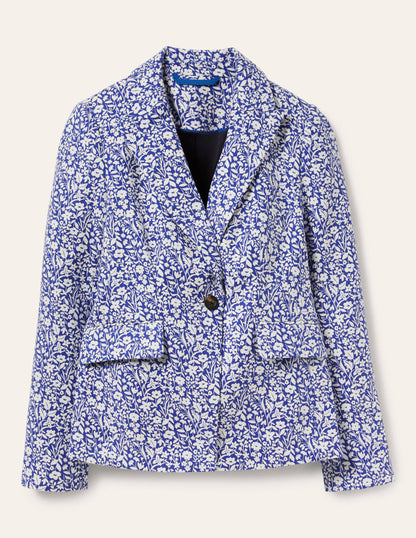 Carrie Textured Cotton Blazer-Ocean Blue/Ivory Wildflower-7